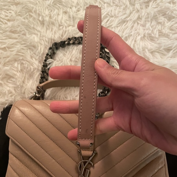 YSL medium college bag in beige color - Picture 6 of 14